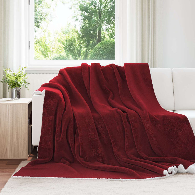 Vidaxx plaid rouge bordeaux 240 x 270 cm polaire