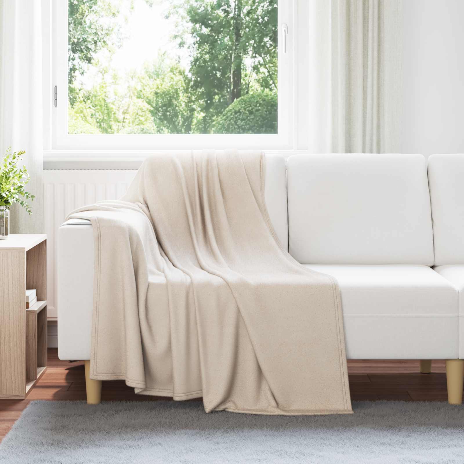 Vidaxl plaid beige 170 x 130 cm polaire