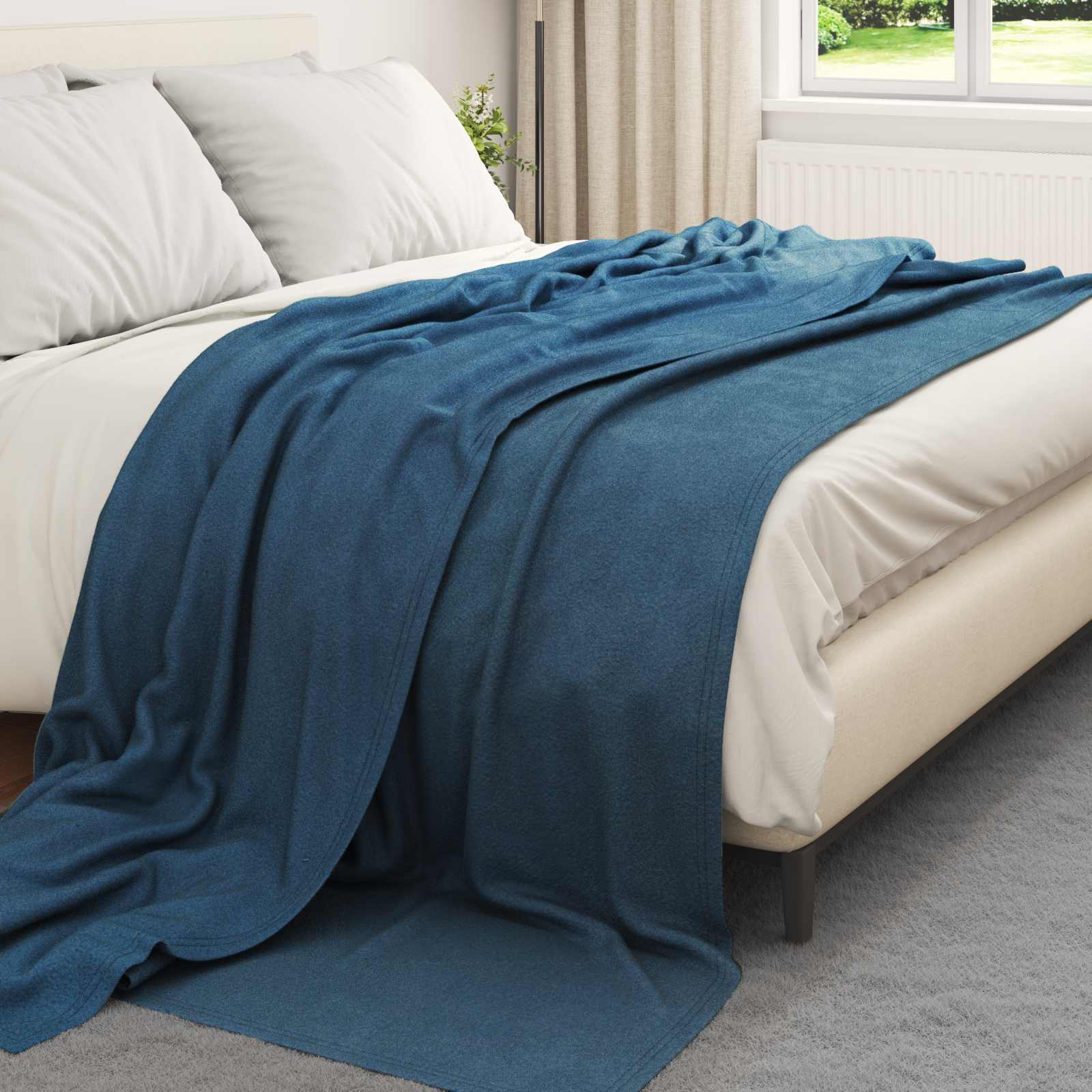 Vidaxx plaid bleu marine 270 x 240 cm polaire