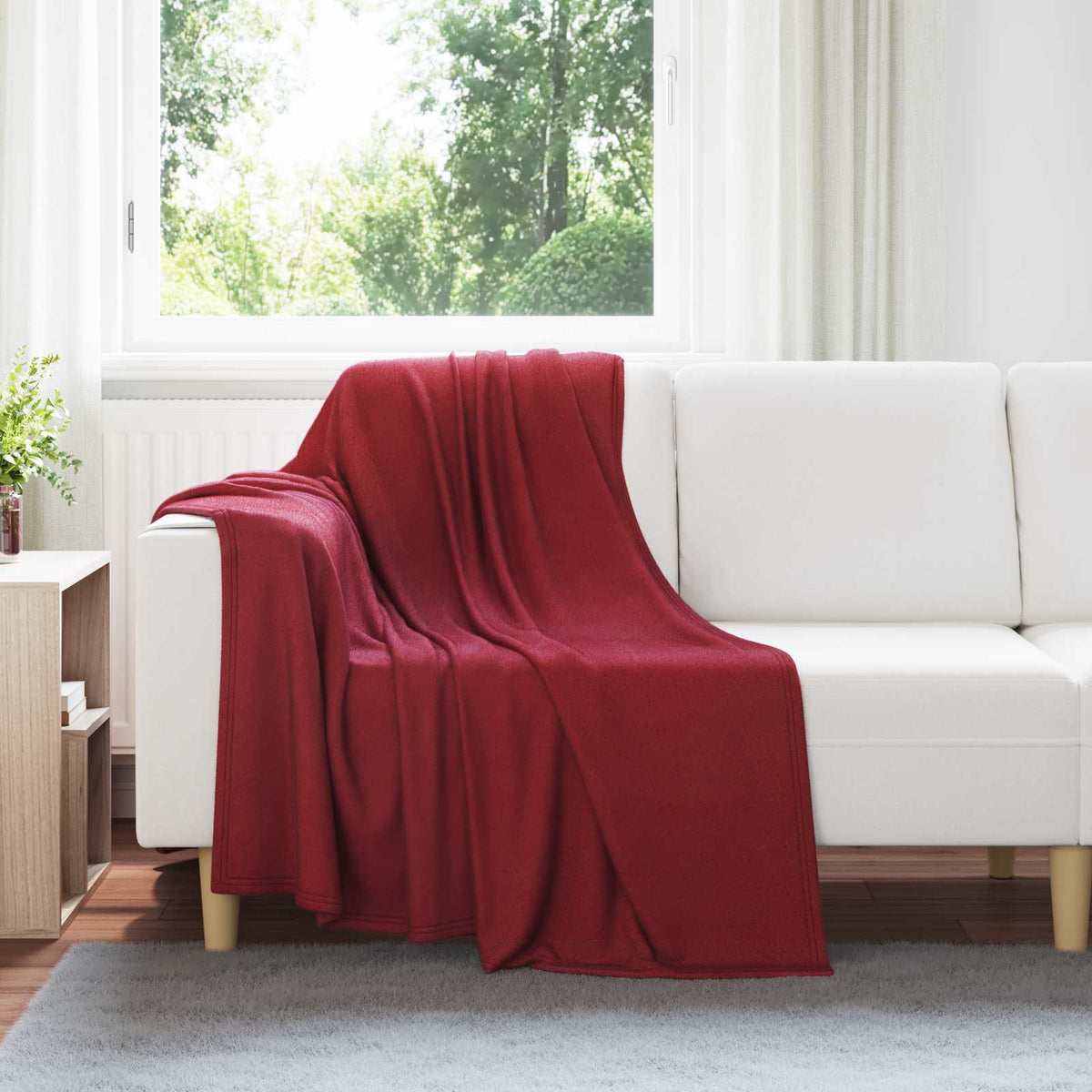 Vidaxx plaid rouge bordeaux 170 x 130 cm polaire