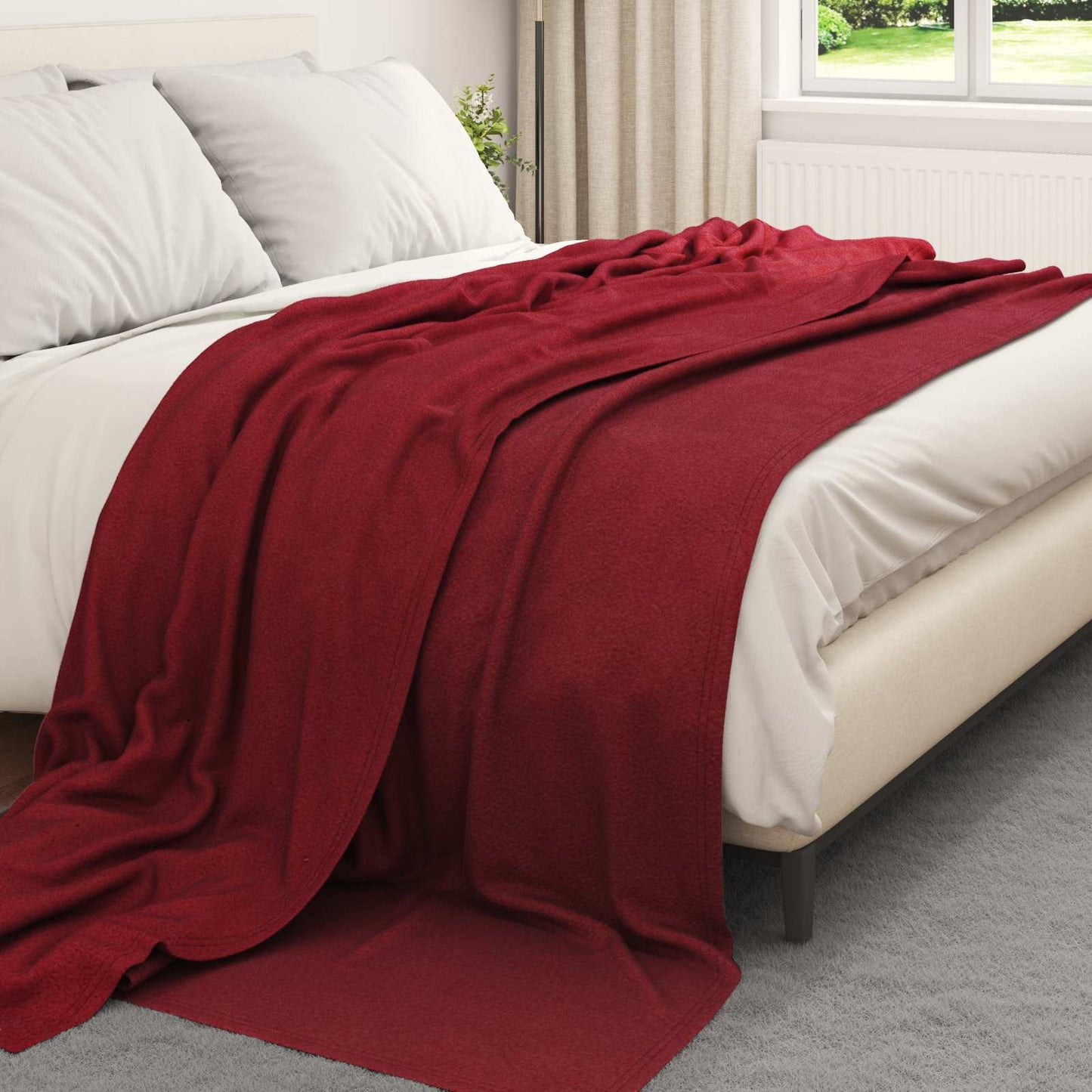 Vidaxx plaid rouge bordeaux 240 x 220 cm polaire
