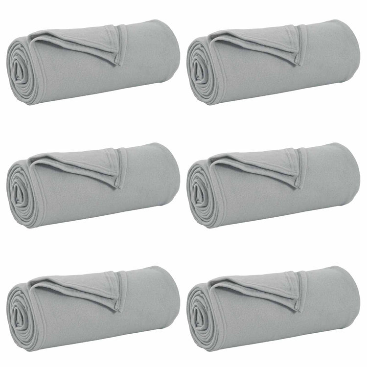 Vidaxl tapis 6 pcs gris 240 x 220 cm polaire