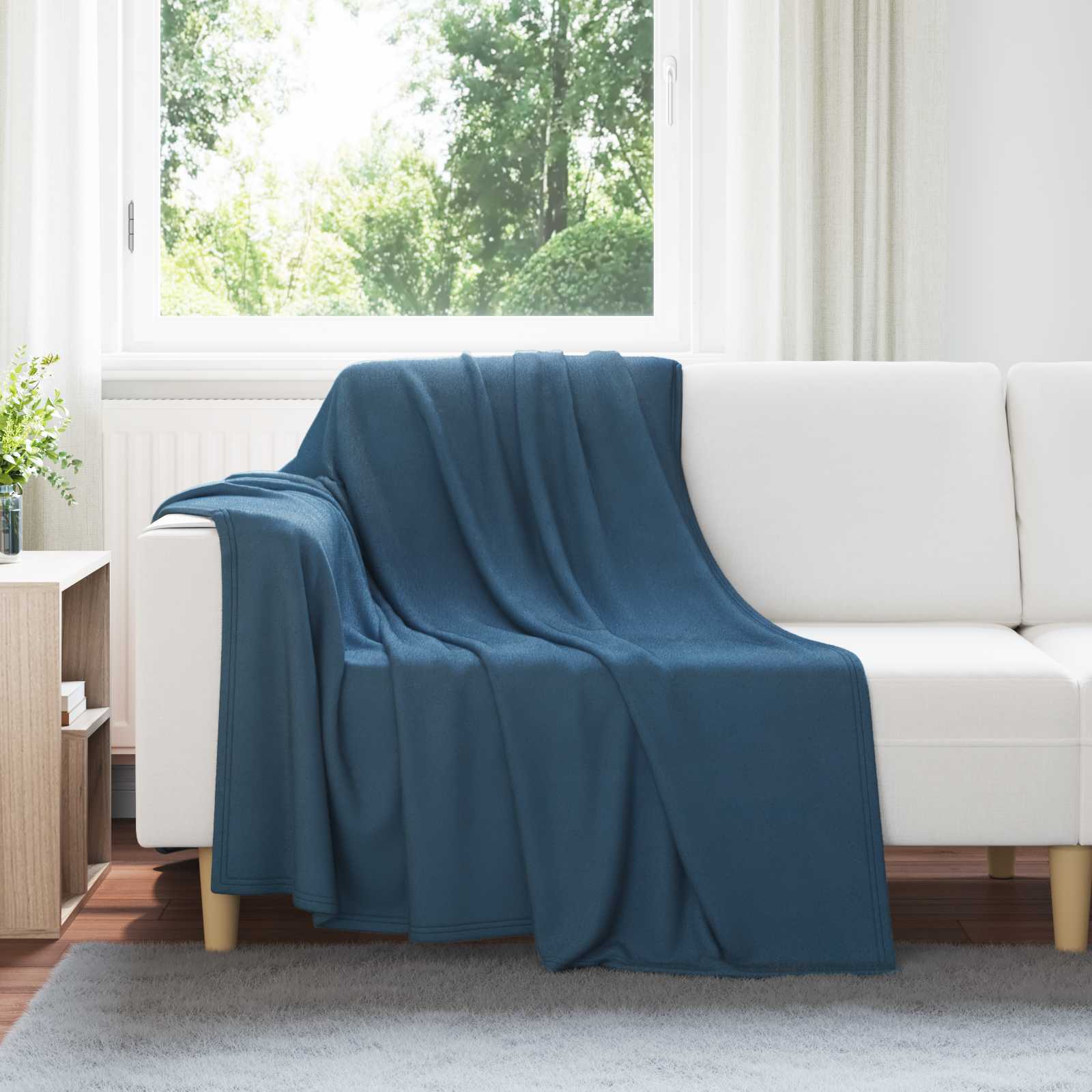VidaXL tapis 6 pcs bleu marine 200 x 150 cm polaire