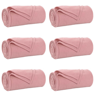 Vidaxl tapis 6 pcs rose 270 x 240 cm polaire