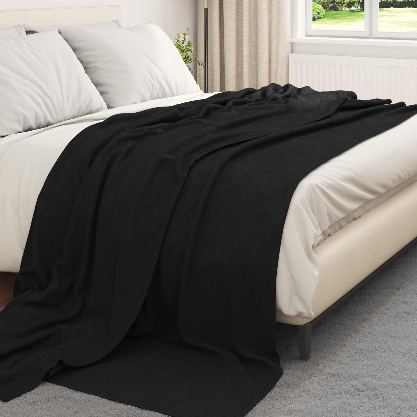 VidaXL tapis 24 pcs noir 240 x 220 cm polaire
