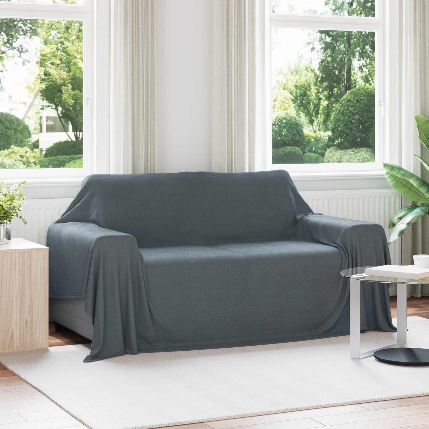 Vidaxl plaid gris foncé 280 x 210 cm polaire