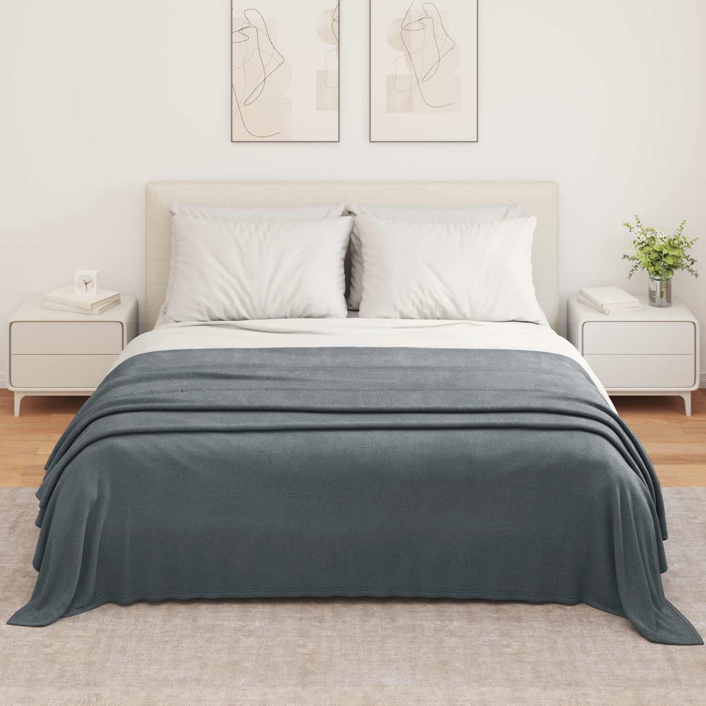 Vidaxl plaid gris foncé 350 x 270 cm polaire