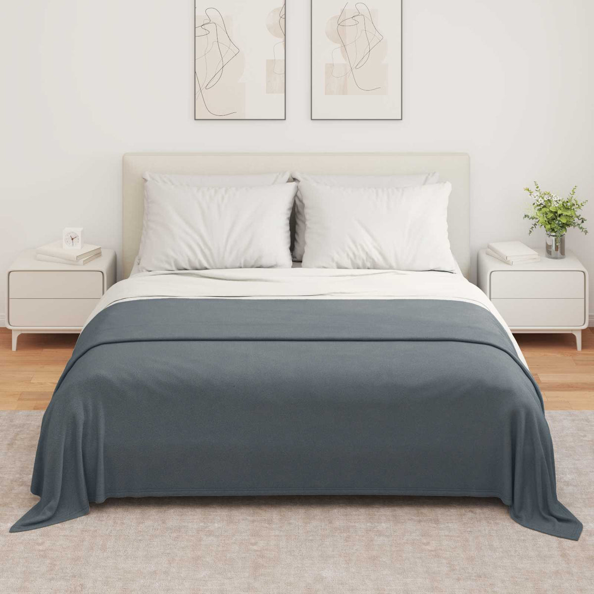 Vidaxl tapis 6 pcs gris foncé 280 x 210 cm polaire
