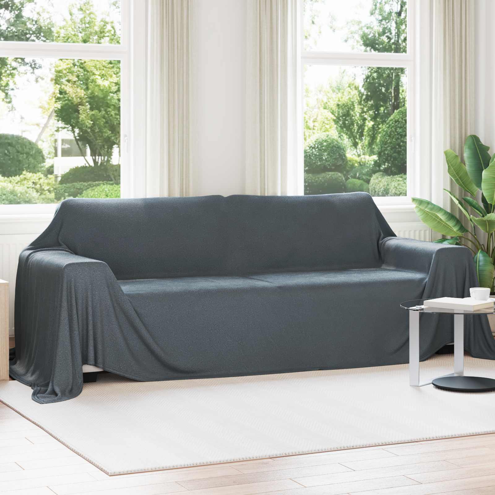 Vidaxl tapis 6 pcs gris foncé 350 x 270 cm polaire