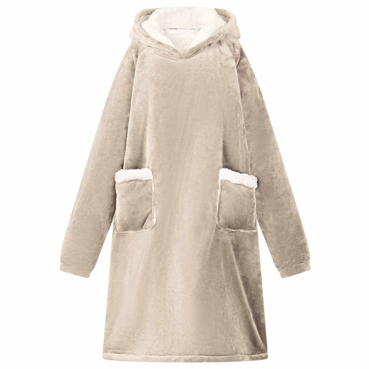 VidaXL couverture à capuche beige avec polaire et flanelle