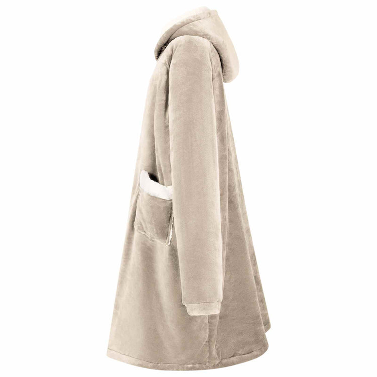 VidaXL couverture à capuche beige avec polaire et flanelle