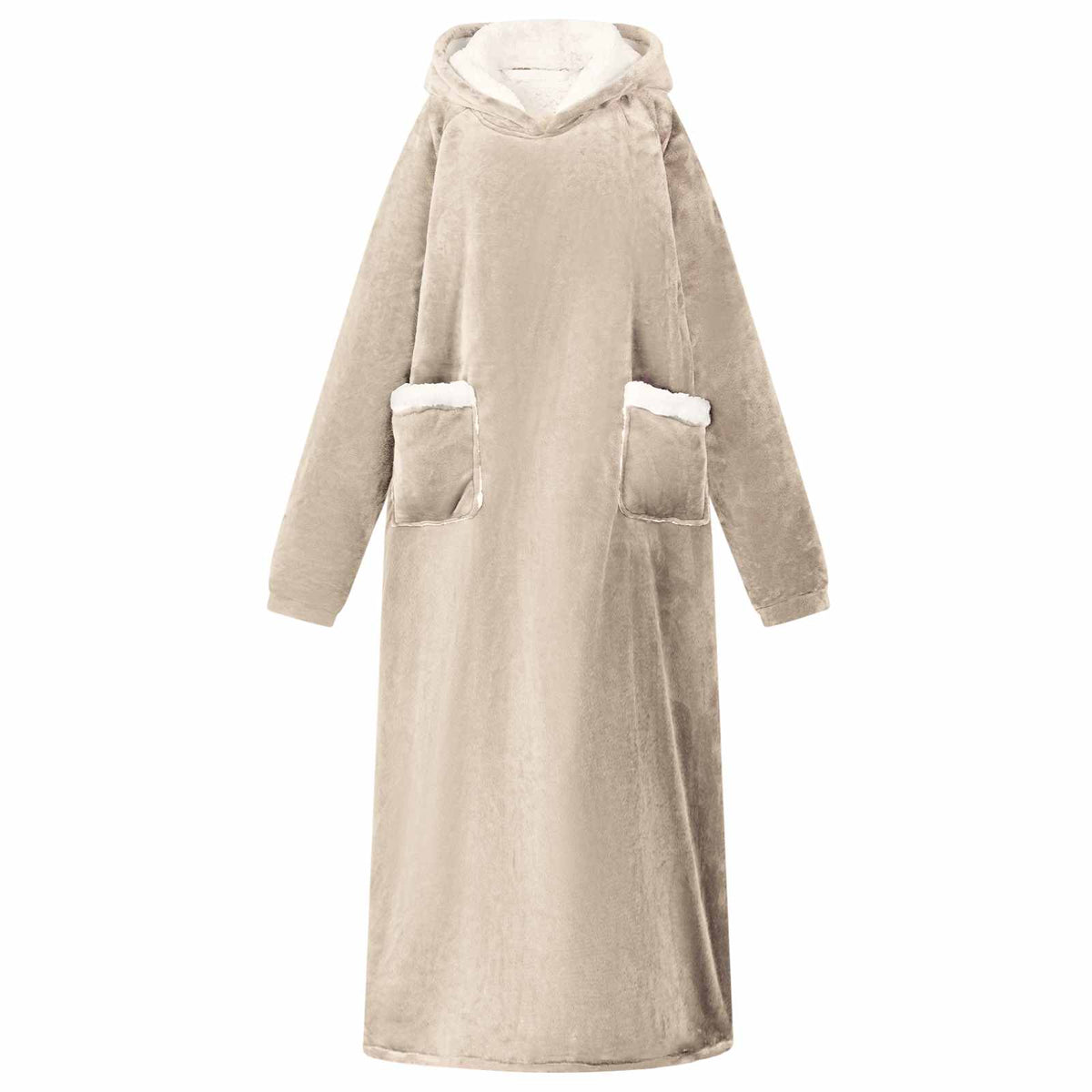 VidaXL couverture à capuche beige avec polaire et flanelle