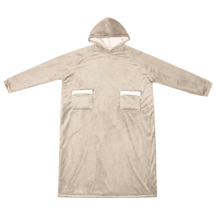 VidaXL couverture à capuche beige avec polaire et flanelle