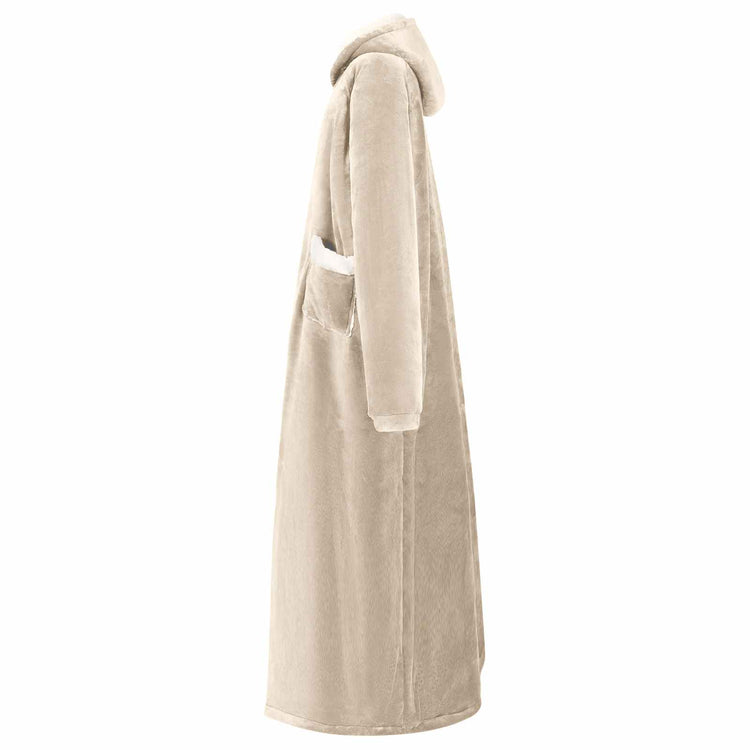 VidaXL couverture à capuche beige avec polaire et flanelle