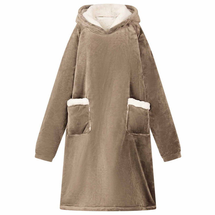 VidaXL couverture à capuche camel l polaire et flanelle