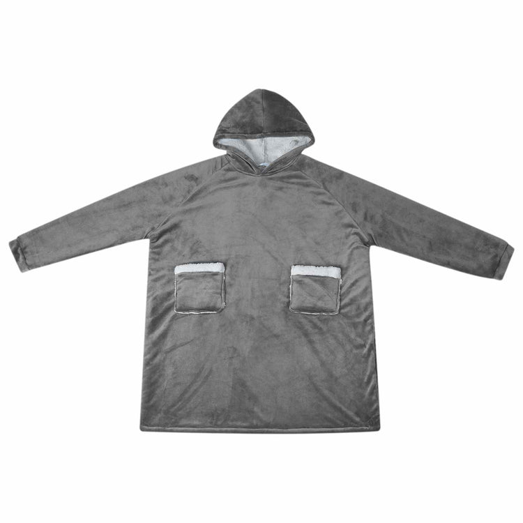 Vidaxl couverture à capuche gris foncé avec polaire et flanelle