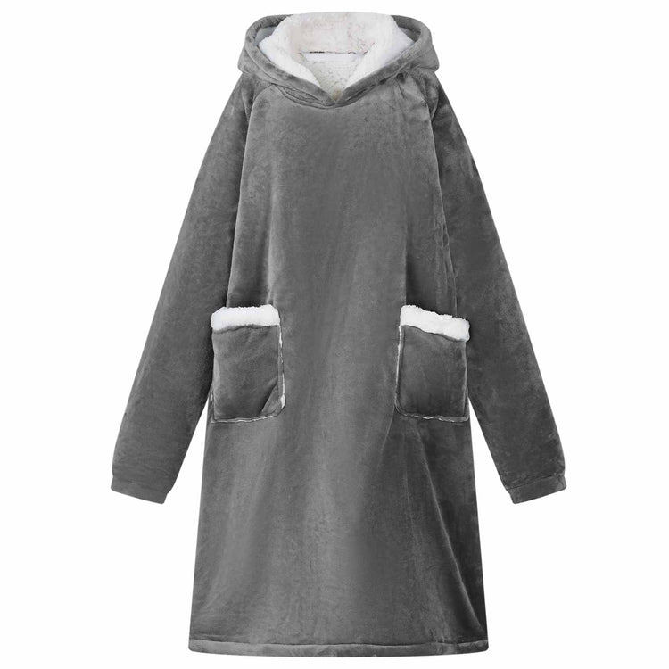 Vidaxl couverture à capuche gris foncé l polaire et flanelle
