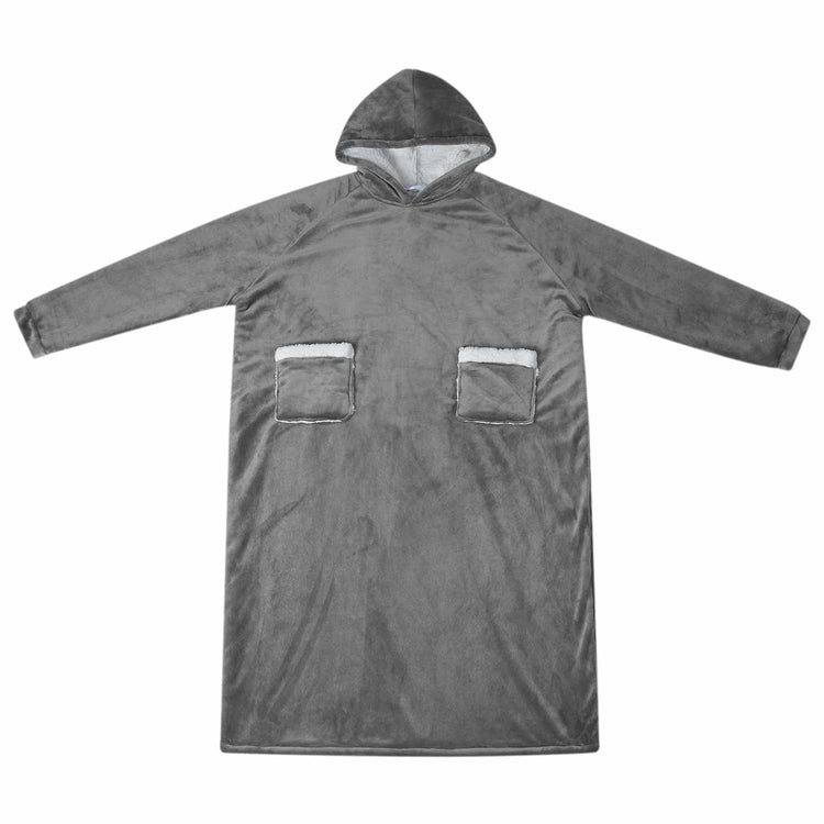 Vidaxl couverture à capuche gris foncé avec polaire et flanelle