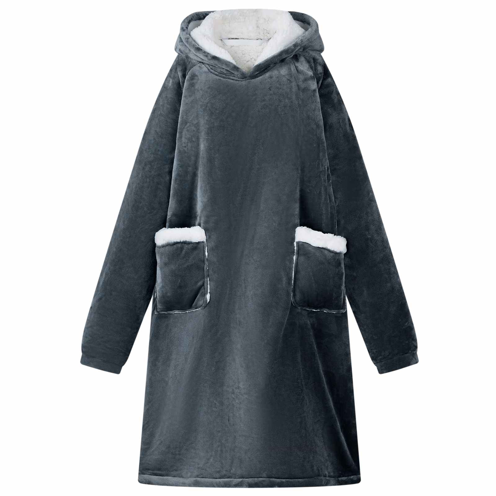 VidaXL couverture à capuche bleu marine l polaire et flanelle