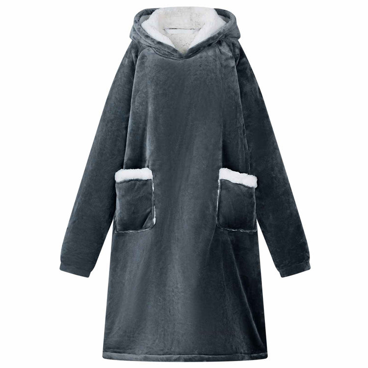 VidaXL couverture à capuche bleu marine l polaire et flanelle