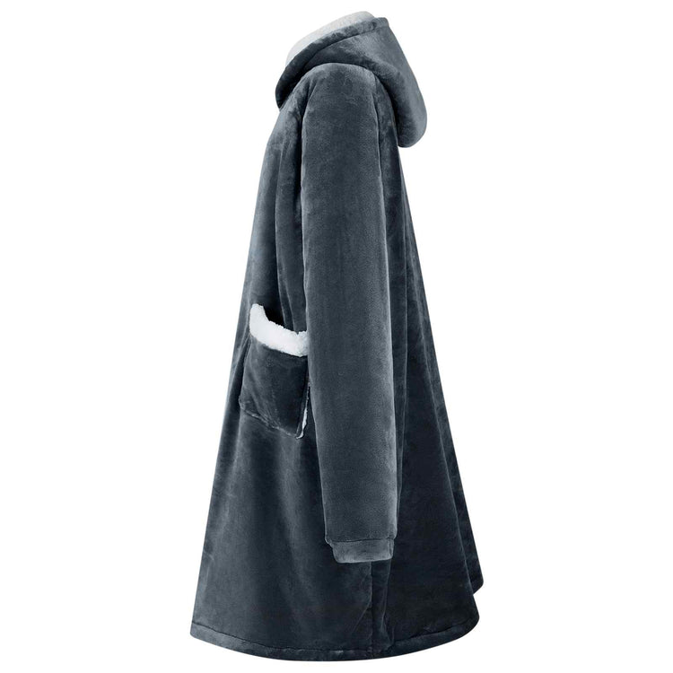 VidaXL couverture à capuche bleu marine l polaire et flanelle