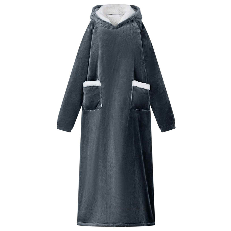 VidaXL couverture à capuche bleu marine l polaire et flanelle
