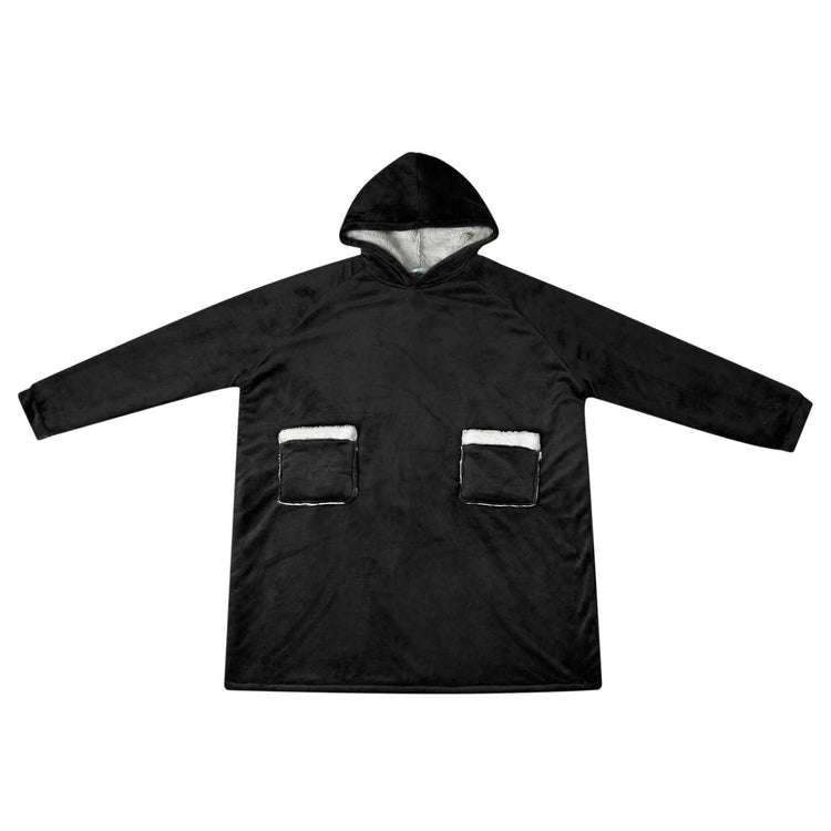 Vidaxx couverture à capuche noir avec polaire et flanelle