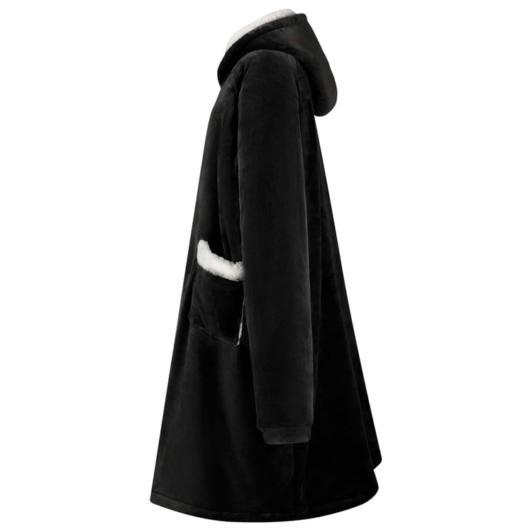 Vidaxx couverture à capuche noir avec polaire et flanelle