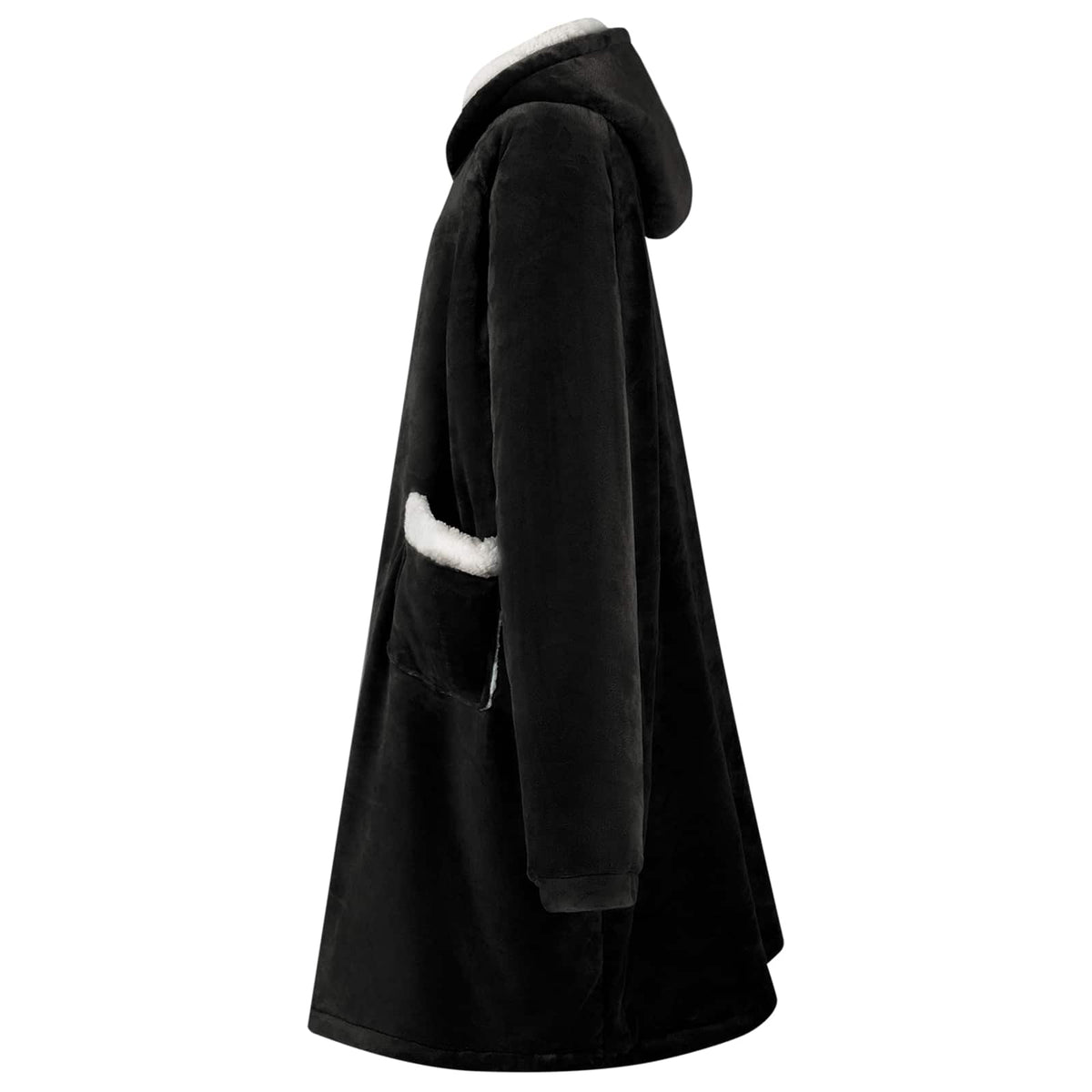 Vidaxl couverture à capuche noir l polaire et flanelle