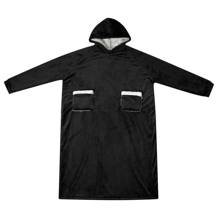 Vidaxx couverture à capuche noir avec polaire et flanelle