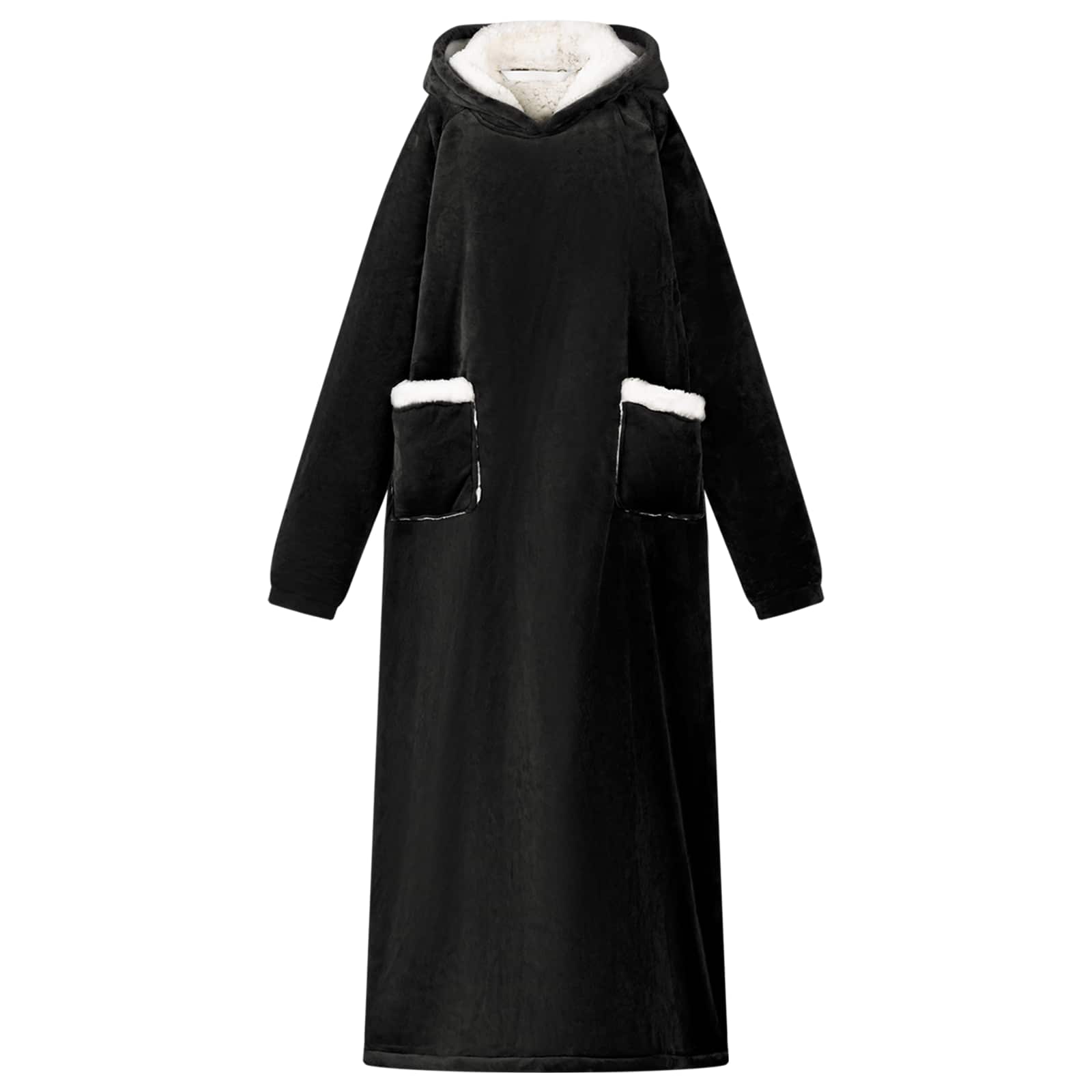 Vidaxl couverture à capuche noir l polaire et flanelle