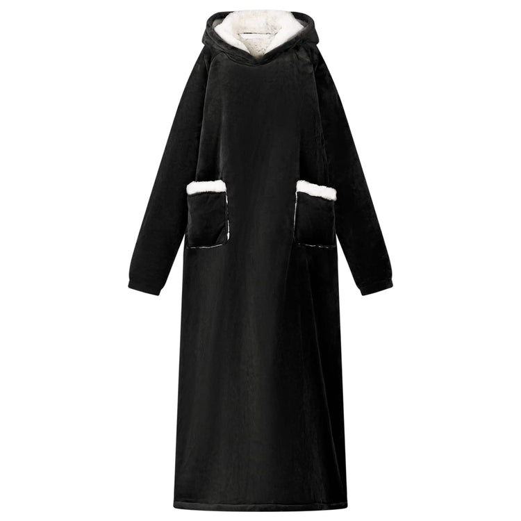 Vidaxl couverture à capuche noir l polaire et flanelle