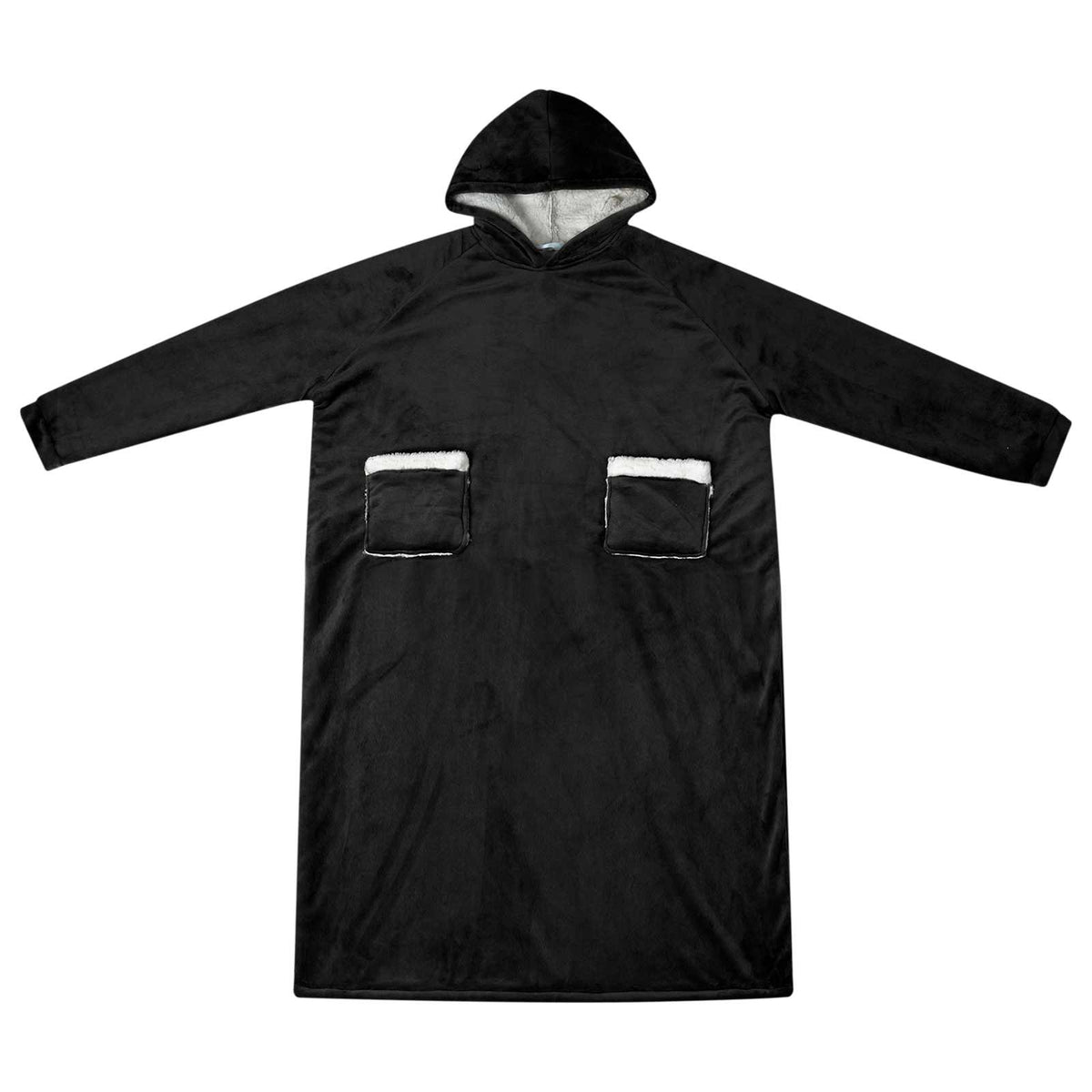 Vidaxl couverture à capuche noir l polaire et flanelle