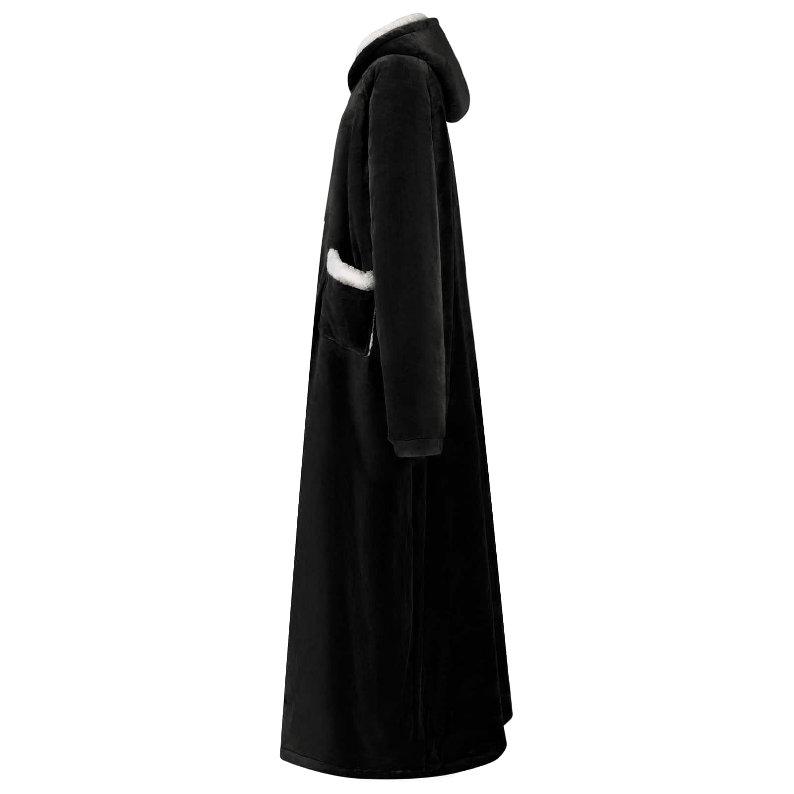 Vidaxl couverture à capuche noir l polaire et flanelle