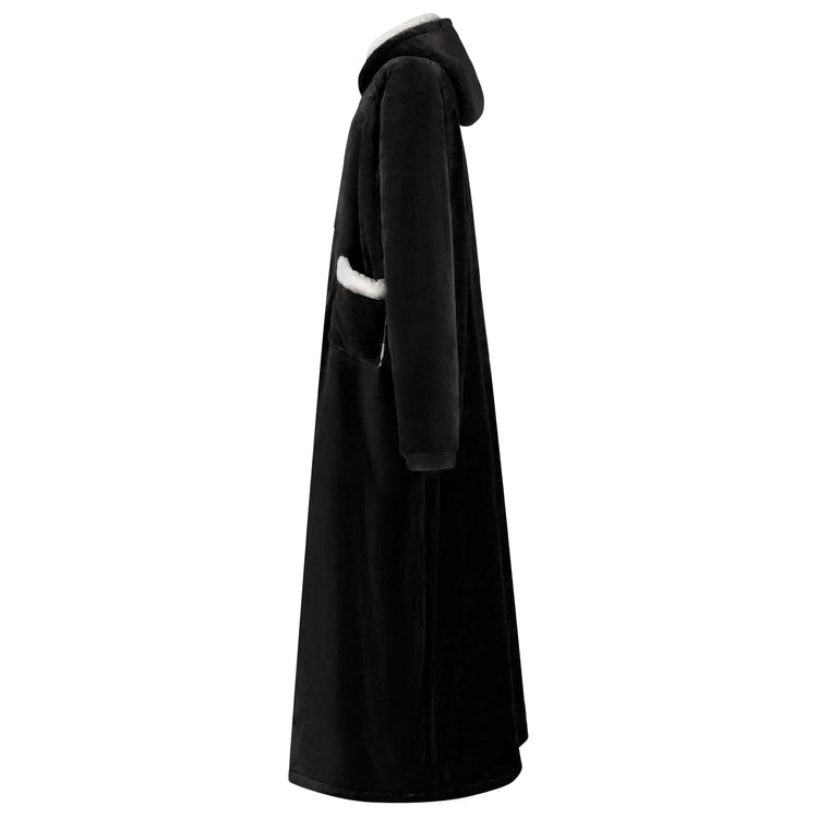 Vidaxl couverture à capuche noir l polaire et flanelle