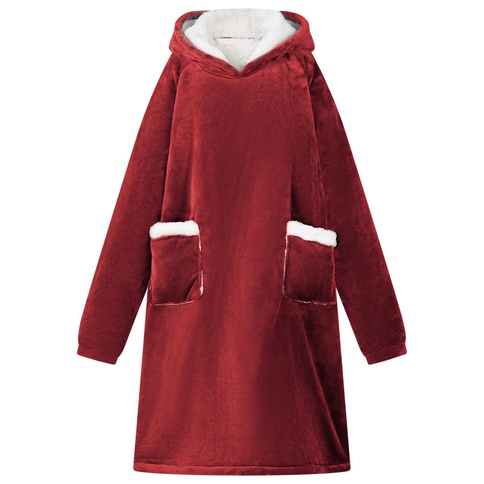 Vidaxx couverture à capuche rouge bordeaux avec polaire et flanelle