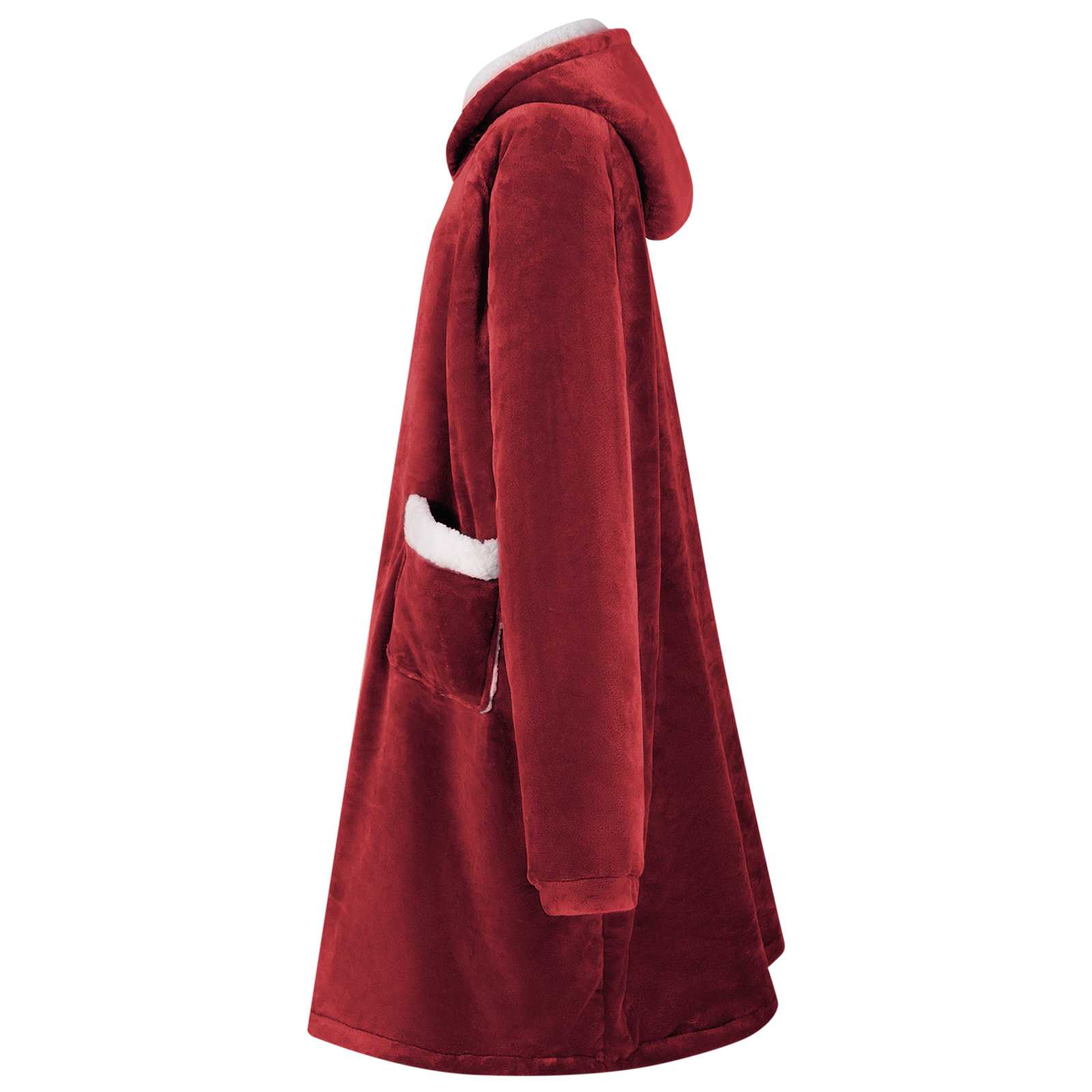 Vidaxx couverture à capuche rouge bordeaux avec polaire et flanelle