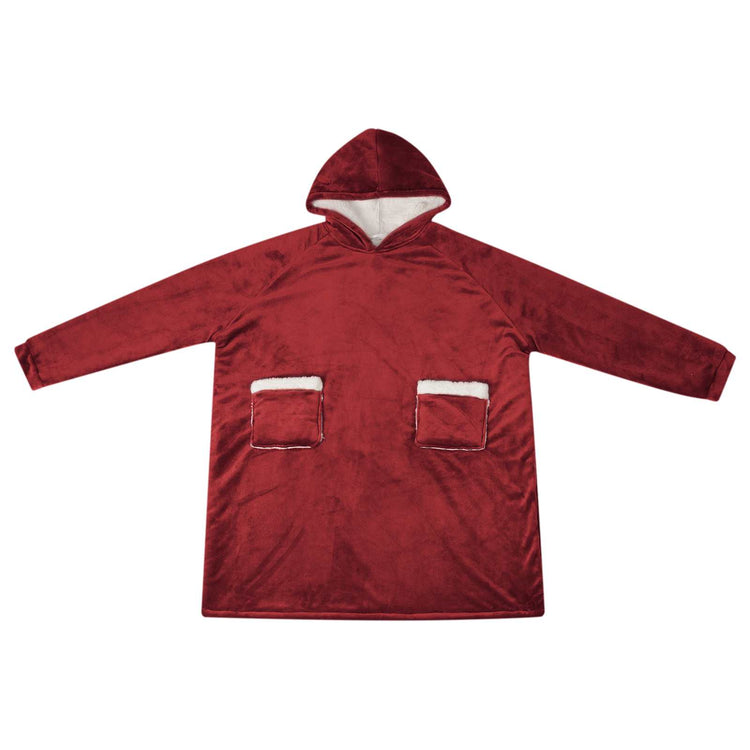 VidaXL couverture à capuche rouge bordeaux l polaire et flanelle