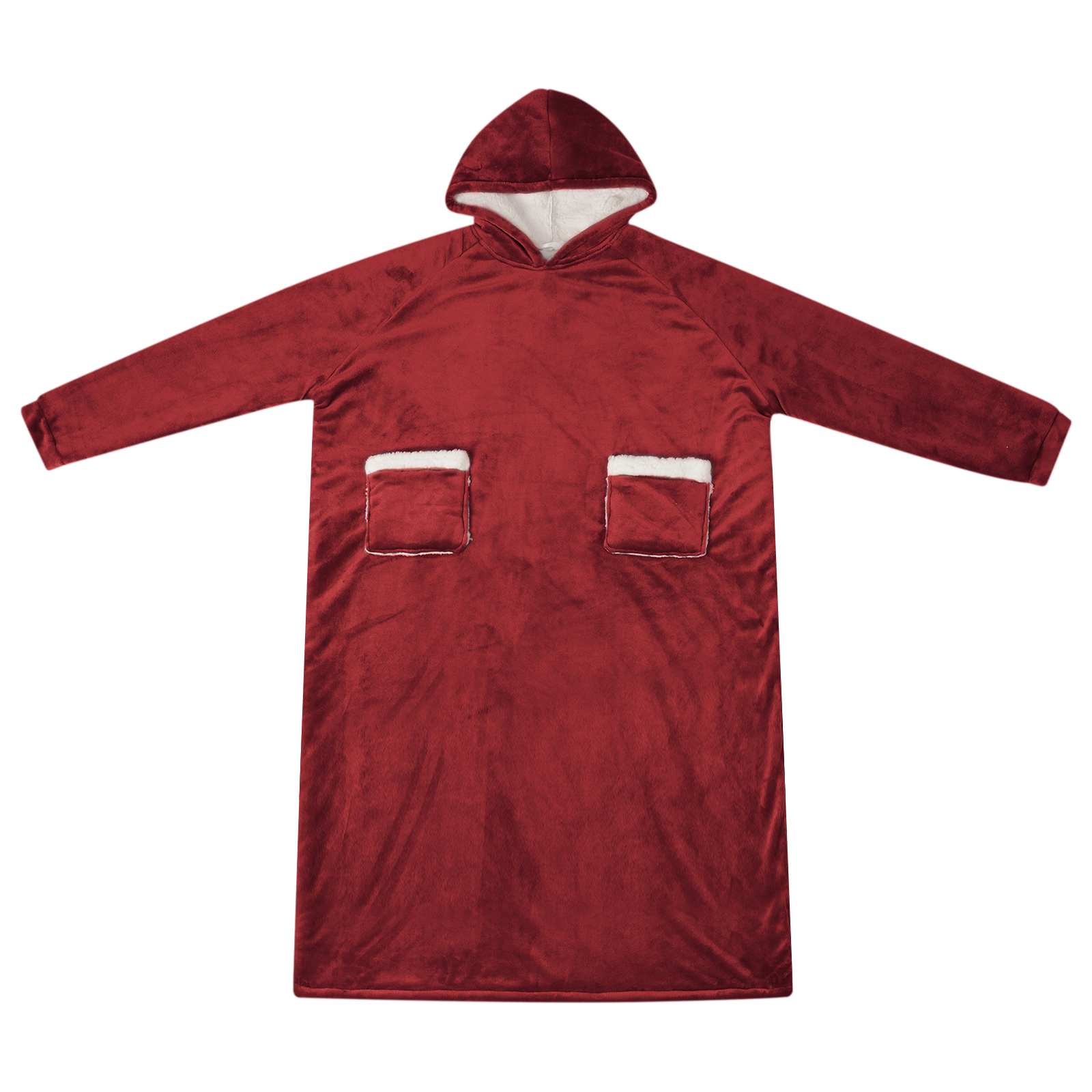 VidaXL couverture à capuche rouge bordeaux l polaire et flanelle
