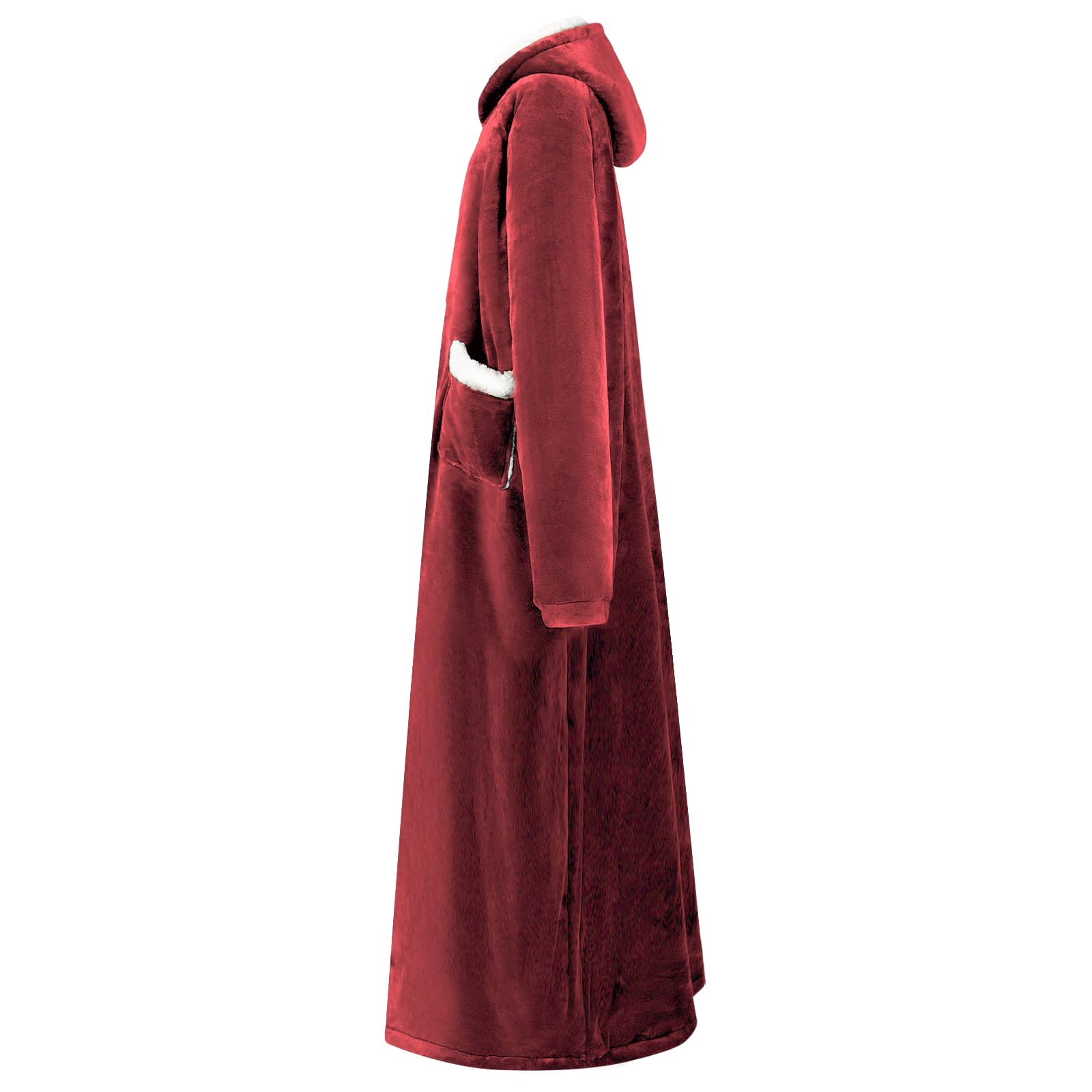VidaXL couverture à capuche rouge bordeaux l polaire et flanelle