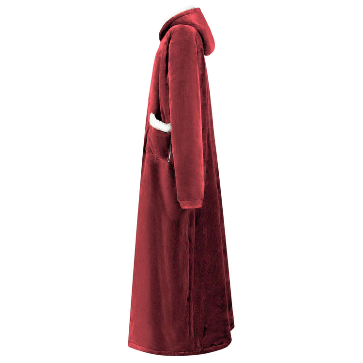 VidaXL couverture à capuche rouge bordeaux l polaire et flanelle