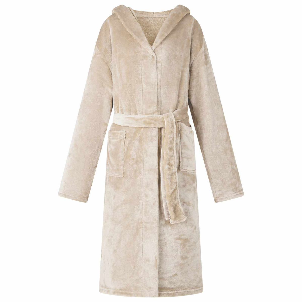 VidaXL peignoir à capuche beige s flanelle