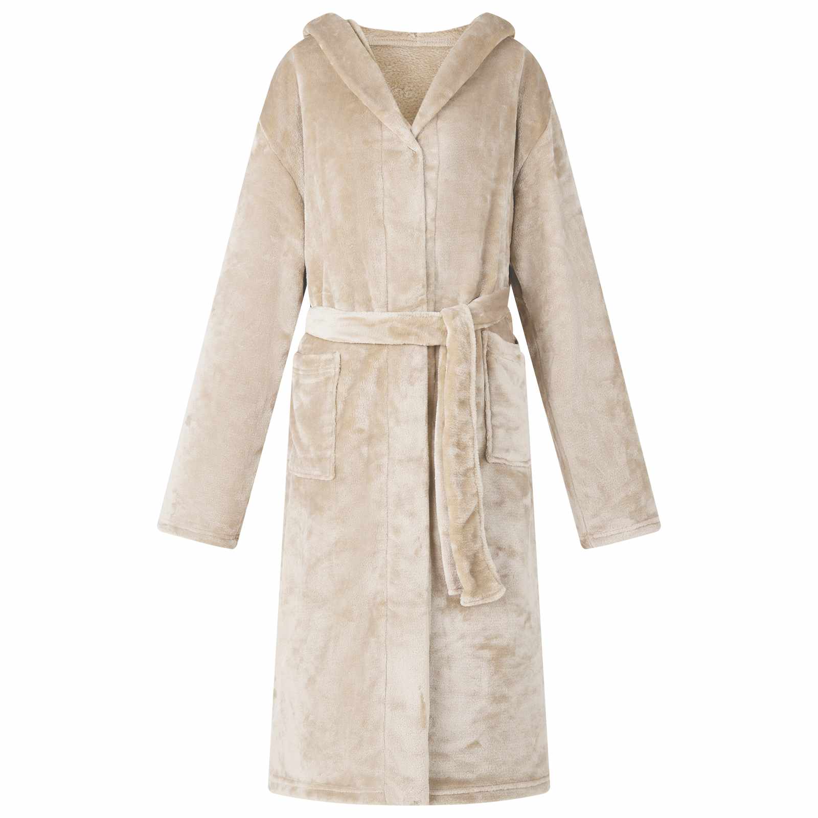 Vidaxl peignoir à capuche beige xxl flanelle