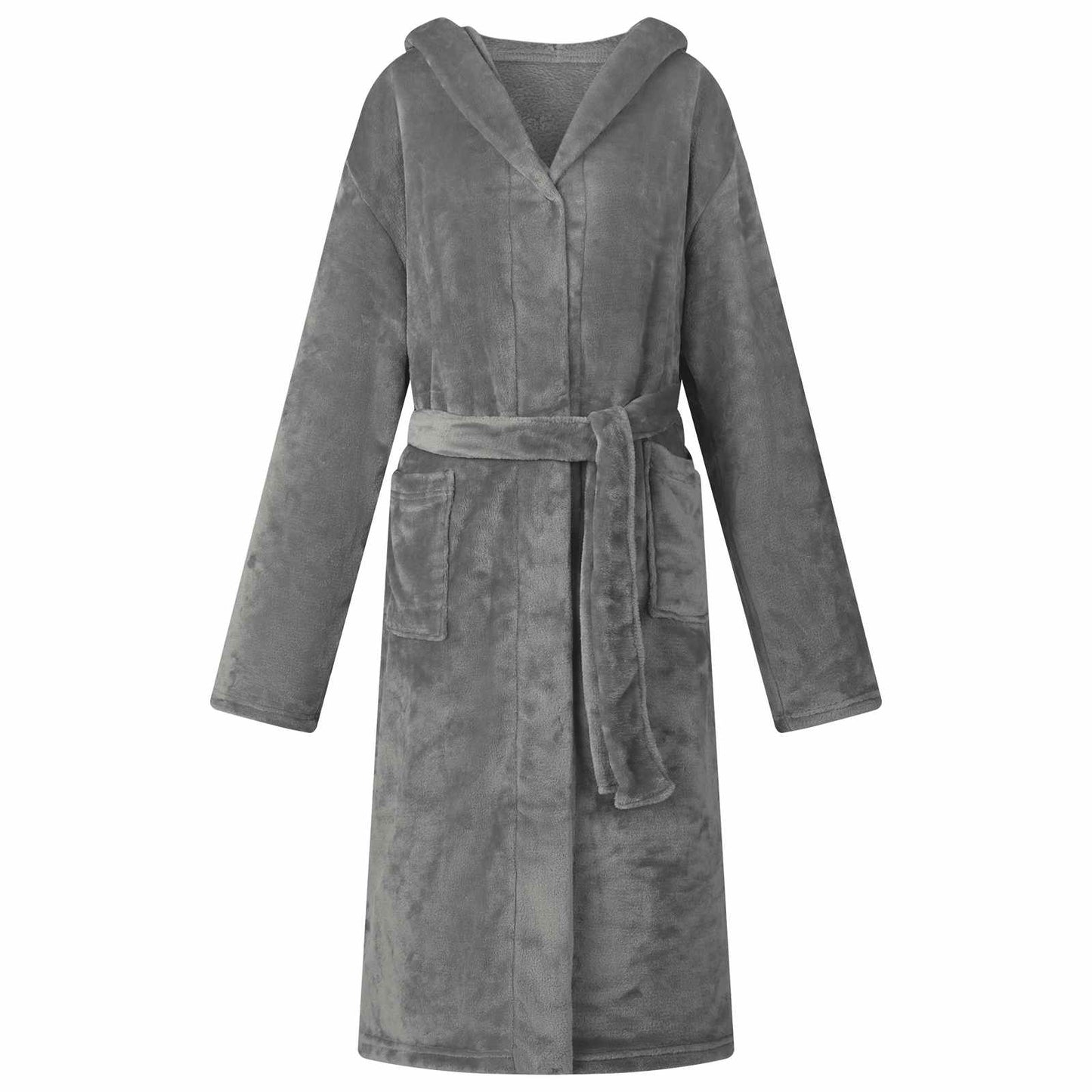 Vidaxl peignoir à capuche gris foncé avec flanelle