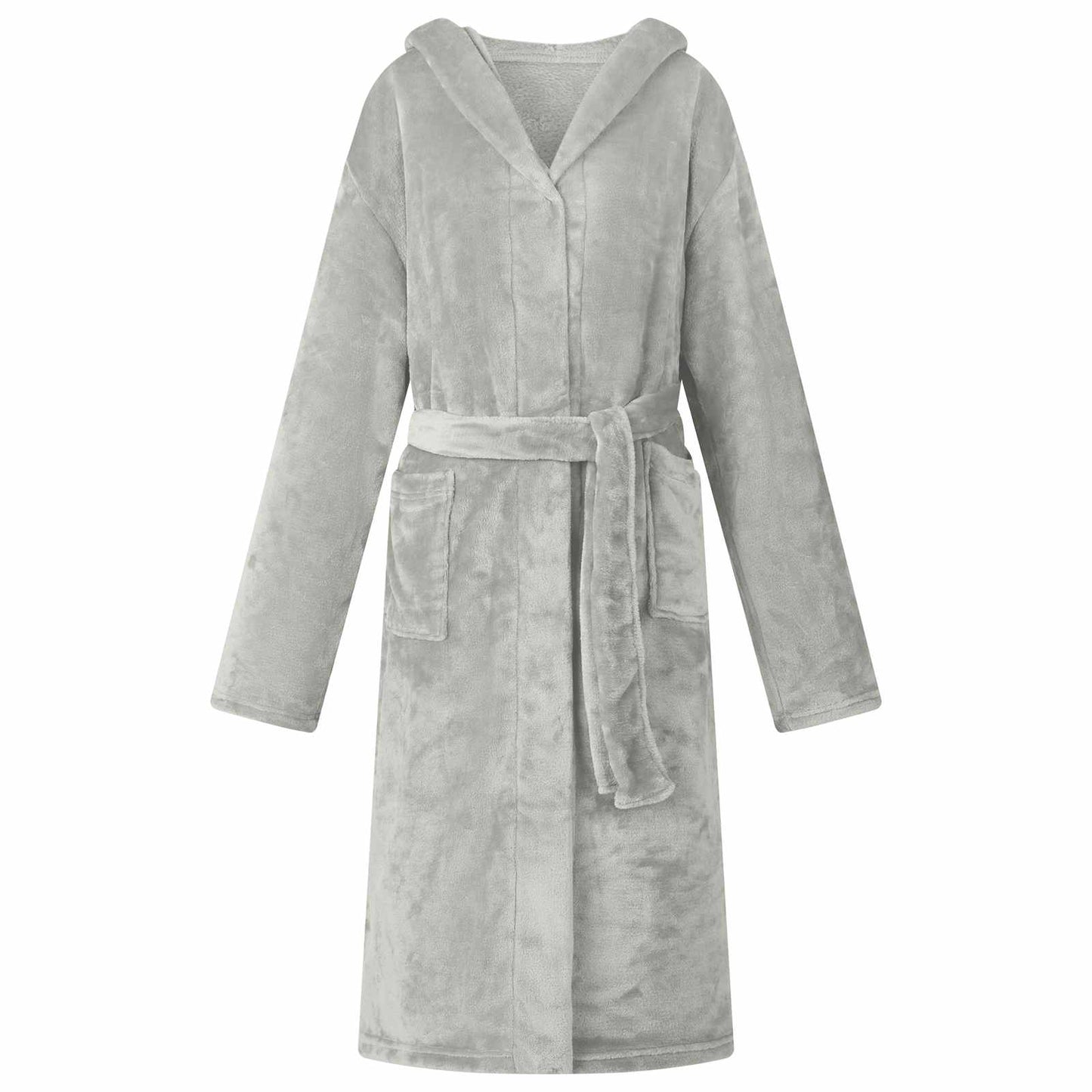 Vidaxl peignoir à capuche gris xxl flanelle