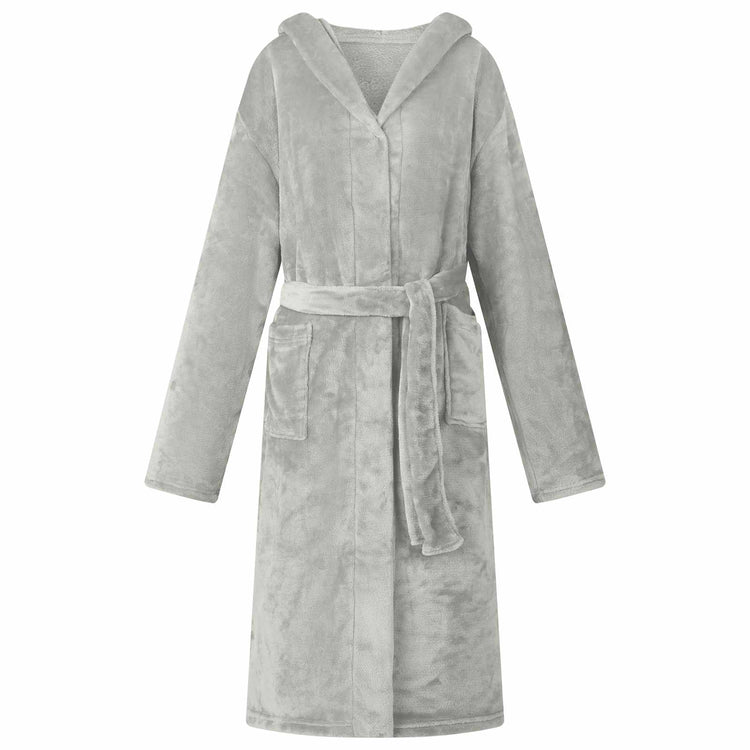Vidaxl peignoir à capuche gris xxl flanelle