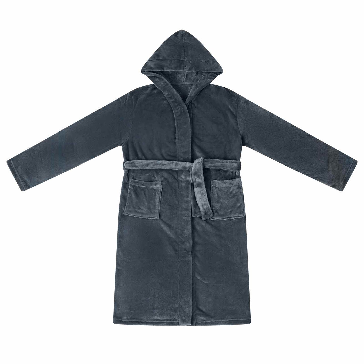 VidaXL peignoir à capuche bleu marine avec flanelle
