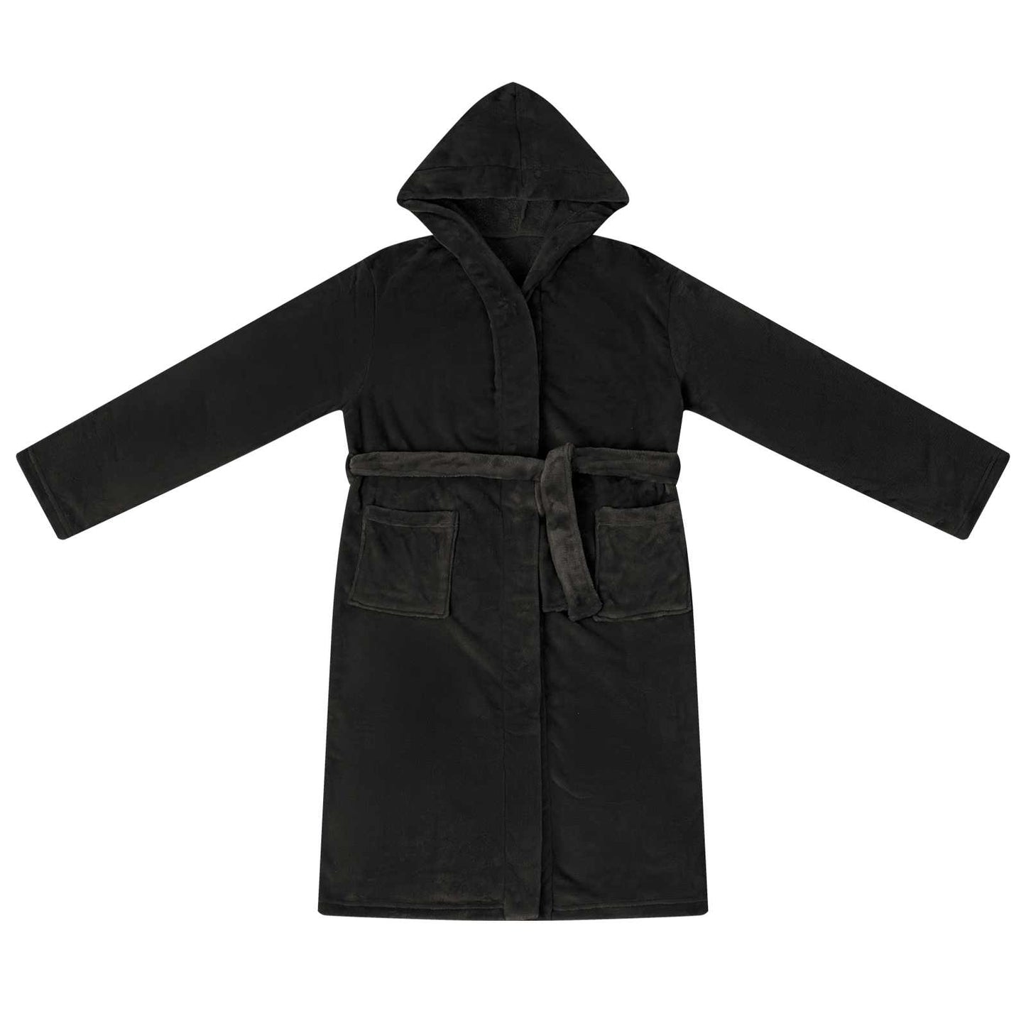 VidaXL peignoir à capuche noir s flanelle