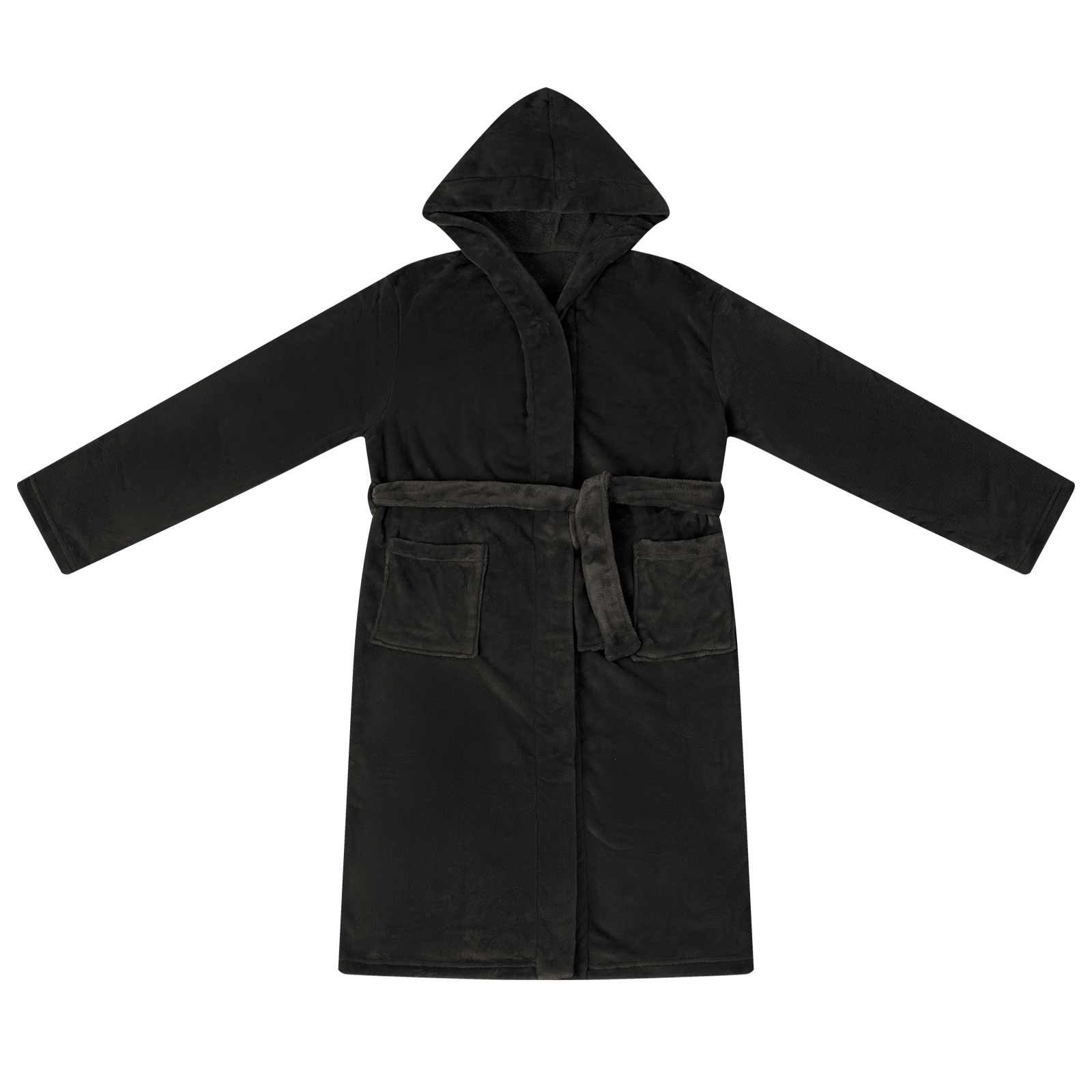 VidaXL peignoir à capuche noir s flanelle