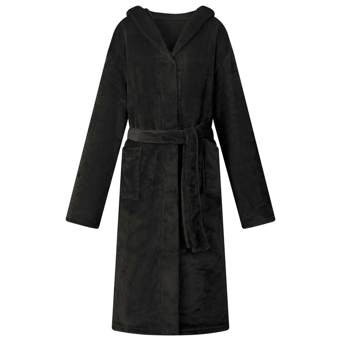 VidaXL peignoir à capuche noir l flanelle